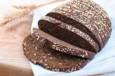 Freshly baked sliced pumpernickel