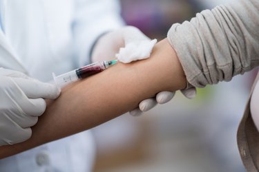 Woman getting blood test