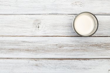 Directly Above Shot Of Milk Glass On Table