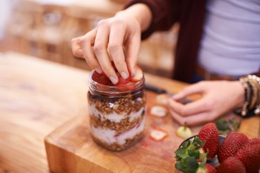 Breakfast meal prep with yogurt granola and fruit