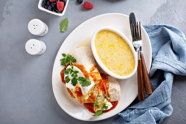 Breakfast egg burrito with gluten-free grits