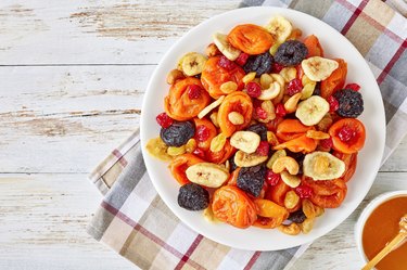 dried Fruits, Nut honey, top view, flat lay