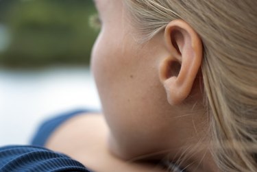 close up of female ear
