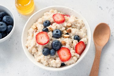 Oatmeal with fresh berries in a bowl