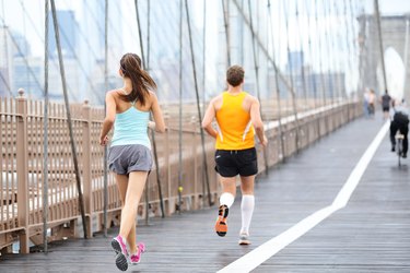 Running people jogging in New York City