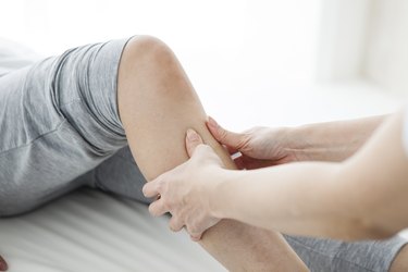 Women have been massaging the foot in the gym