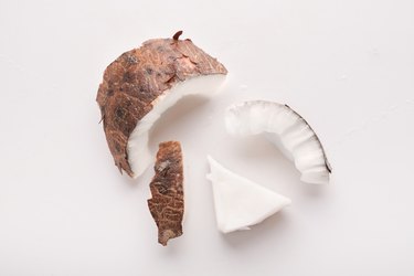 Coconut pieces isolated on a white background