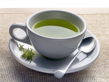 green tea on mat