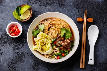 Spicy noodles in broth with Beef