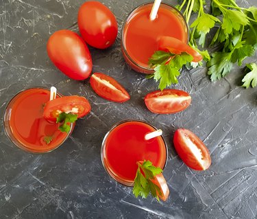 tomato juice in a glass parsley