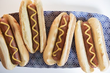 Hot dogs on tray