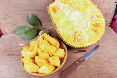 Tropical Jack Fruit on the wood background