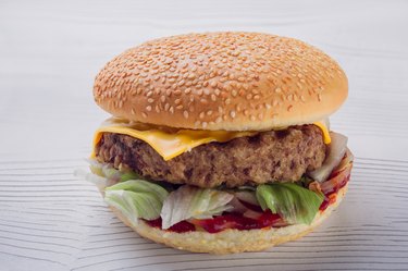 fresh tasty burger on white background