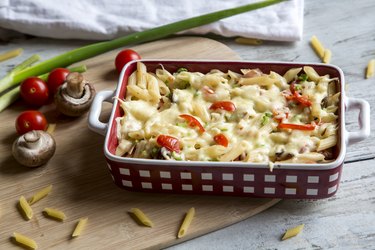 Pasta bake in baking dish