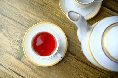 top view of cup of green tea