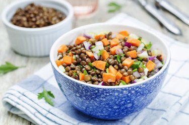 zinc-rich green lentils with carrots celery salad