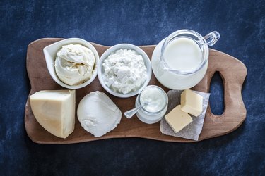 Dairy products shot from above