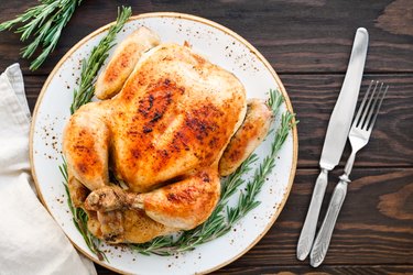 Meat On Serving Plate On Table