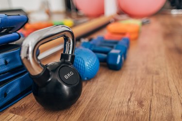 kettlebell and dumbbells for at-home workout