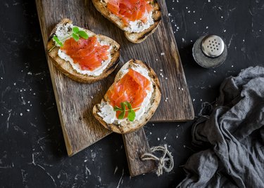 Smoked salmon and cream cheese sandwich.