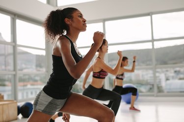 Females working out together in the health studio