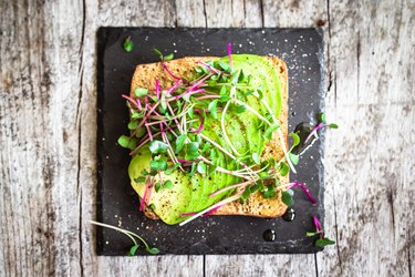 High Angle View Of Avocado Sandwich