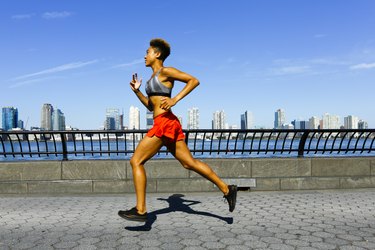 Person running at waterfront