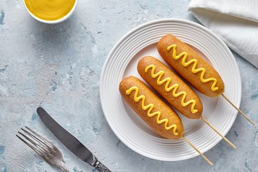 traditional American corndogs on a plate