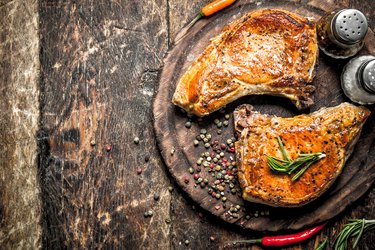 baked pork on a cutting Board.