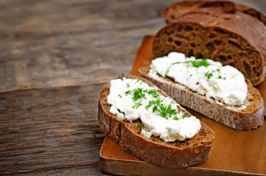 rye bread with cream cheese and dill