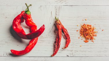 Fresh, dried and crushed red chili pepper