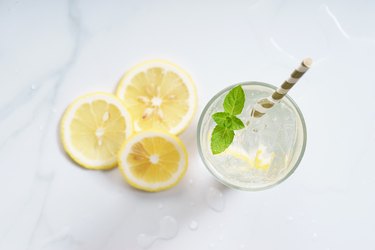 glass of lemon tonic water