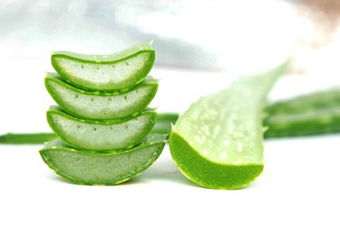 Sliced off pieces of aloe vera