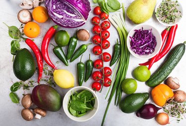 Selection of fresh vegetables and fruits