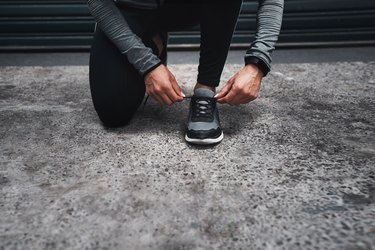 Making sure my laces are tied up