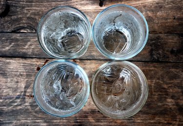 Top view of four glasses