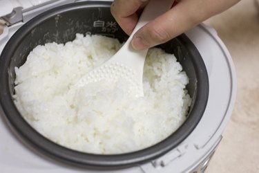 White rice in an electric cooker.