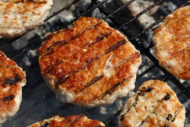 Chicken or turkey burgers for hamburger on grill