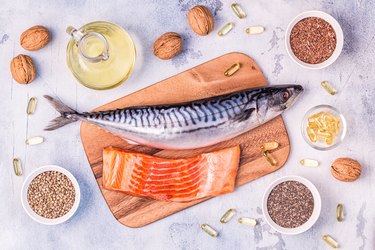 Sources of omega 3 - mackerel, salmon, flax seeds, hemp seeds, chia, walnuts, flaxseed oil.