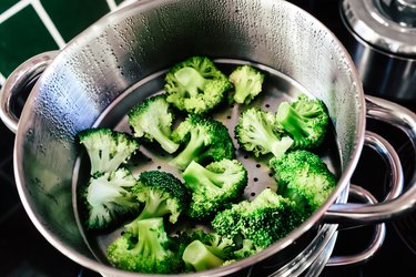 Broccoli cooked in steamer