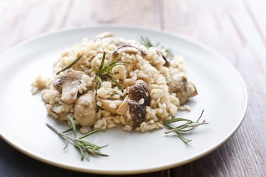 Risotto with mushrooms, herbs and parmesan cheese.