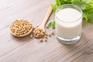 Glass with Soy Milk and Seeds