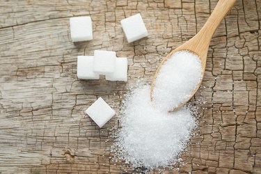 High Angle View Of Sugar Cubes On Table