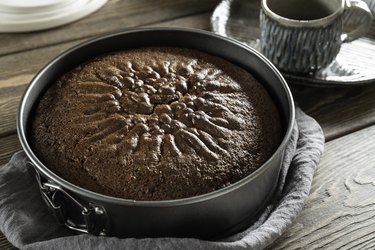 Homemade cake in baking dish