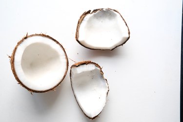 Top view of coconuts isolated on the white background