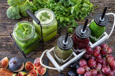 Detox with fresh vegetables juice and healthy fruits juice.