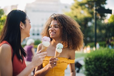 Two friends enjoying ice cream