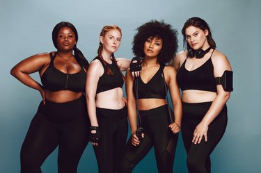 Diverse group of women in plus-size workout clothes