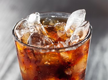 glass of cola with ice.
