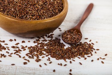 Raw red wild rice in a bowl